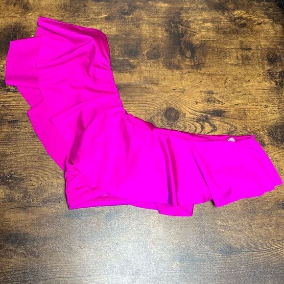 Trina Turk Swim Women's One Shoulder Ruffle Bandeau Swim in Hot Pink. Sz 4. NWT! - Picture 5 of 12